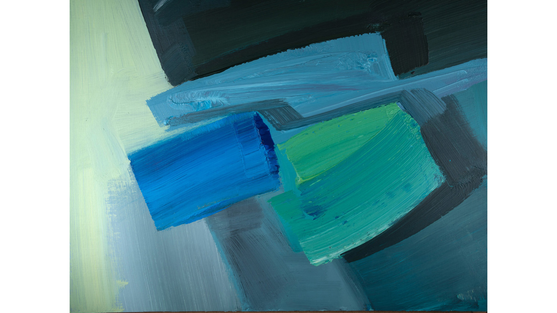 Blue Green and Gray 1119 2844 30x40, Acrylic on Paper, © Ernest Bisaev