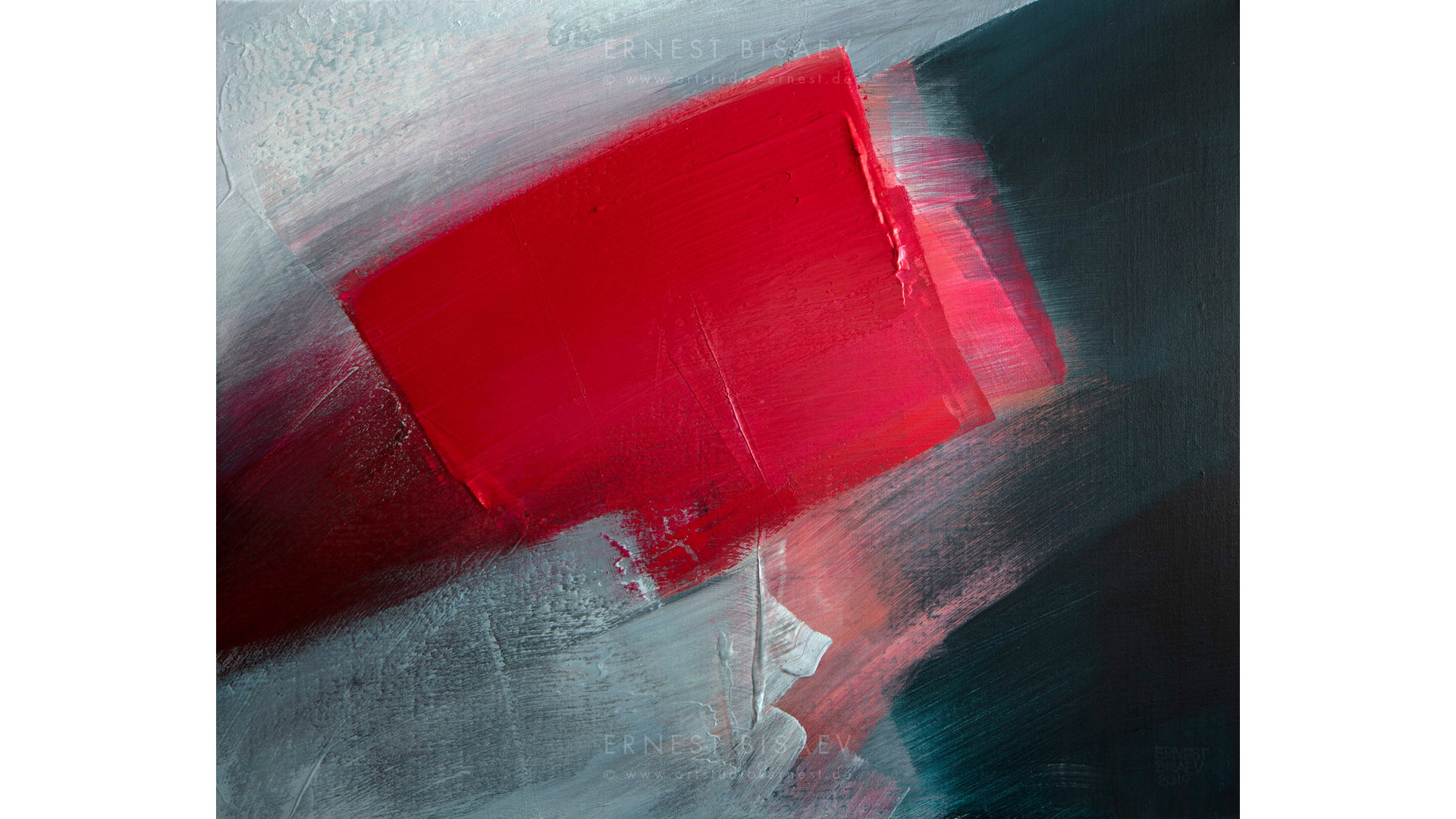 Gray and Red 231019, Acrylic on Canvas, 80x100cm, 2019 © Ernest>Bisaev