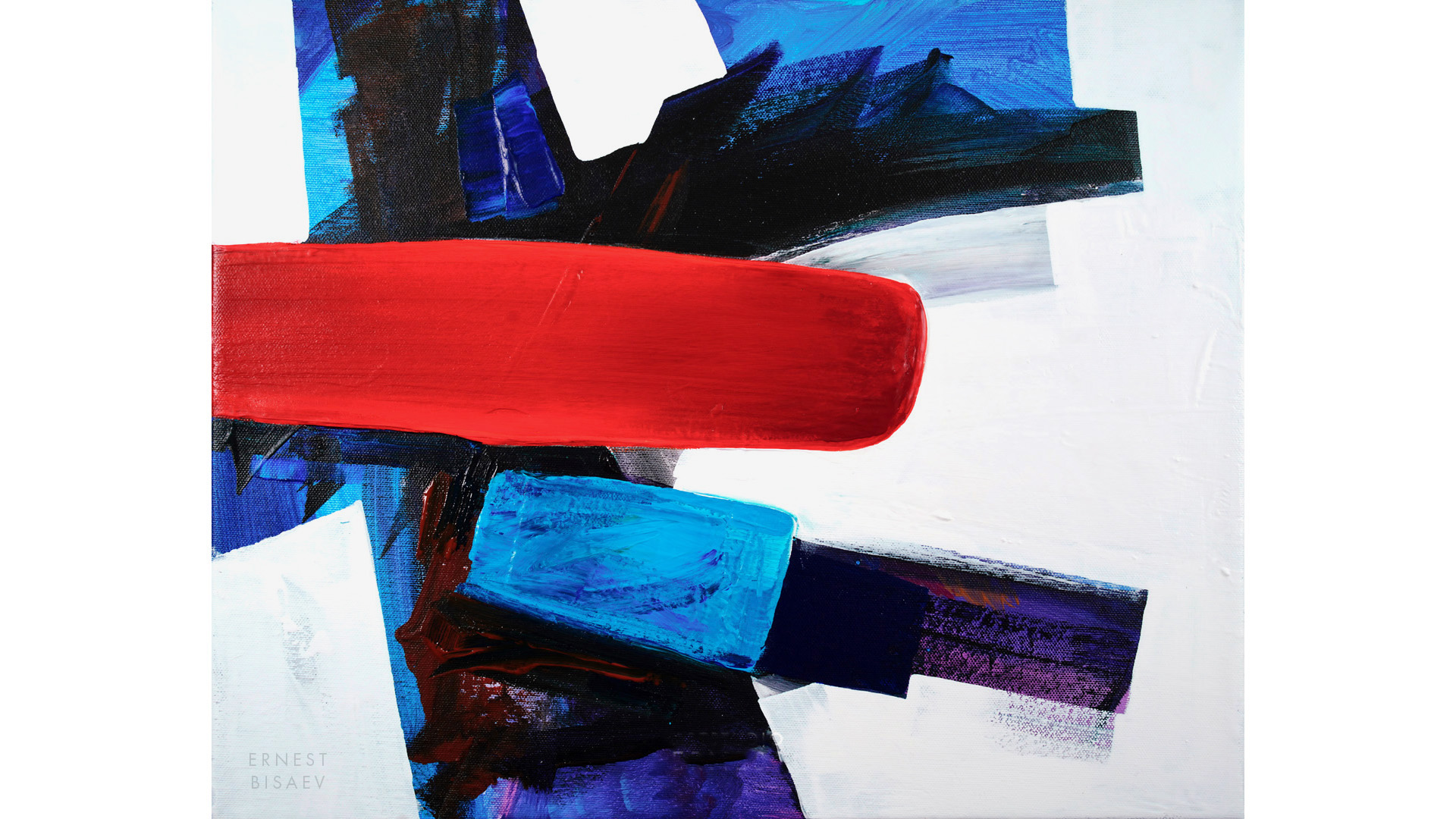 Red and Blue 080719, Acrylfarbe auf Leinwand, 40 x 50 CM., 2019, © Ernest Bisaev